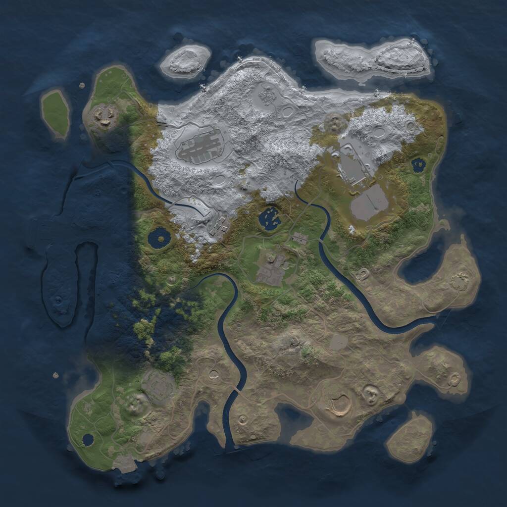 Rust Map: Procedural Map, Size: 3500, Seed: 5194161, 13 Monuments