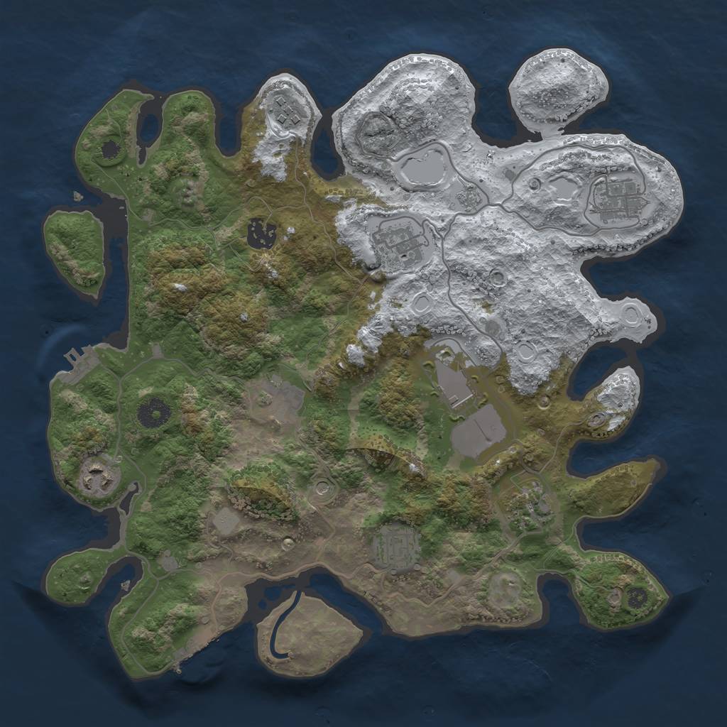 Rust Map: Procedural Map, Size: 3500, Seed: 4678577, 18 Monuments
