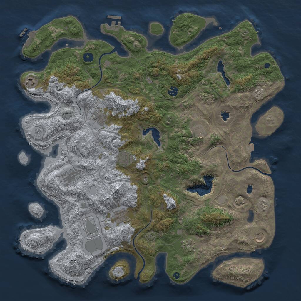 Rust Map: Procedural Map, Size: 4500, Seed: 691388, 17 Monuments