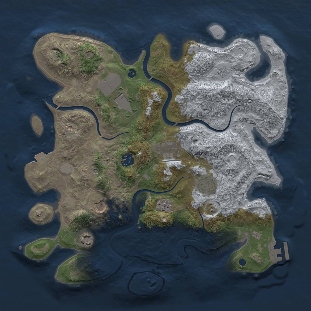 Rust Map: Procedural Map, Size: 3500, Seed: 2552338, 12 Monuments