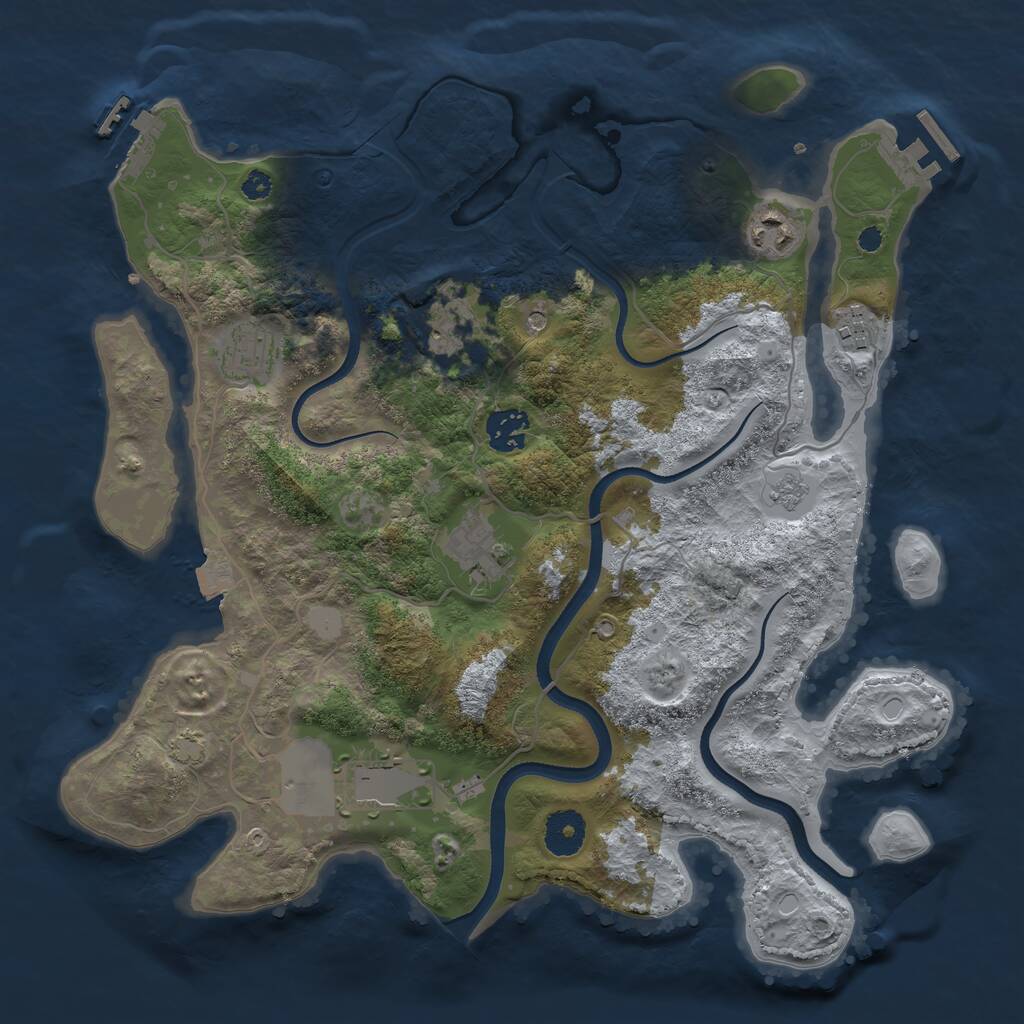 Rust Map: Procedural Map, Size: 3500, Seed: 3445802, 13 Monuments