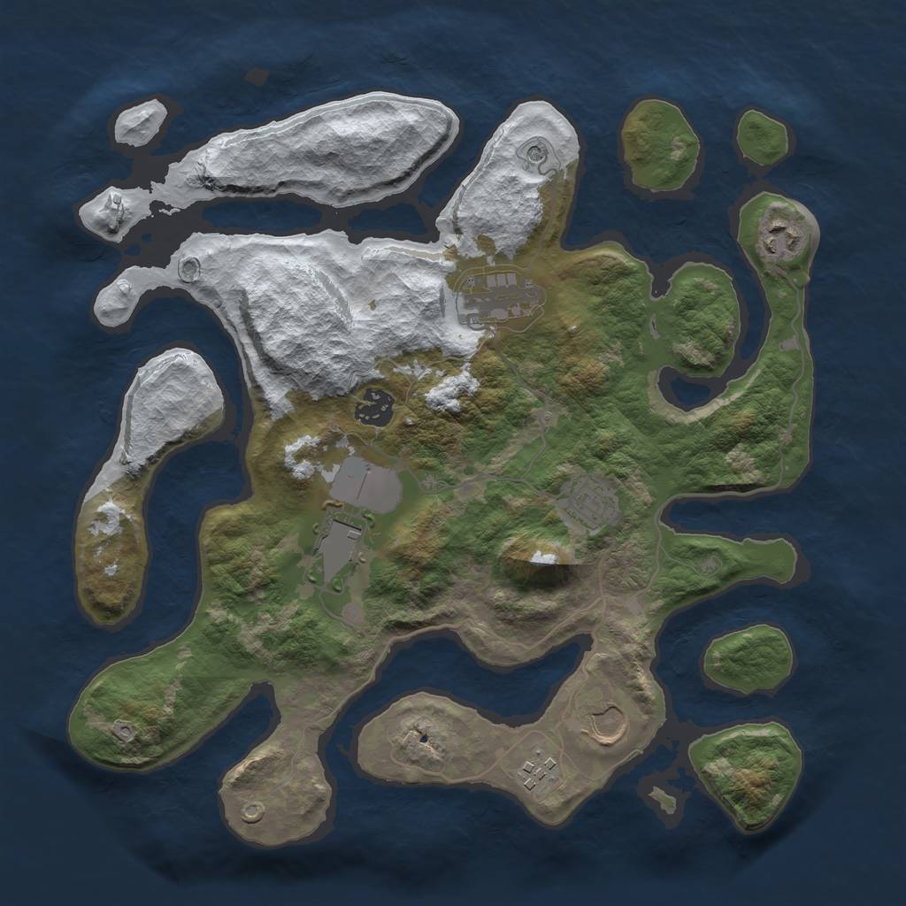 Rust Map: Barren, Size: 3500, Seed: 5506452, 10 Monuments