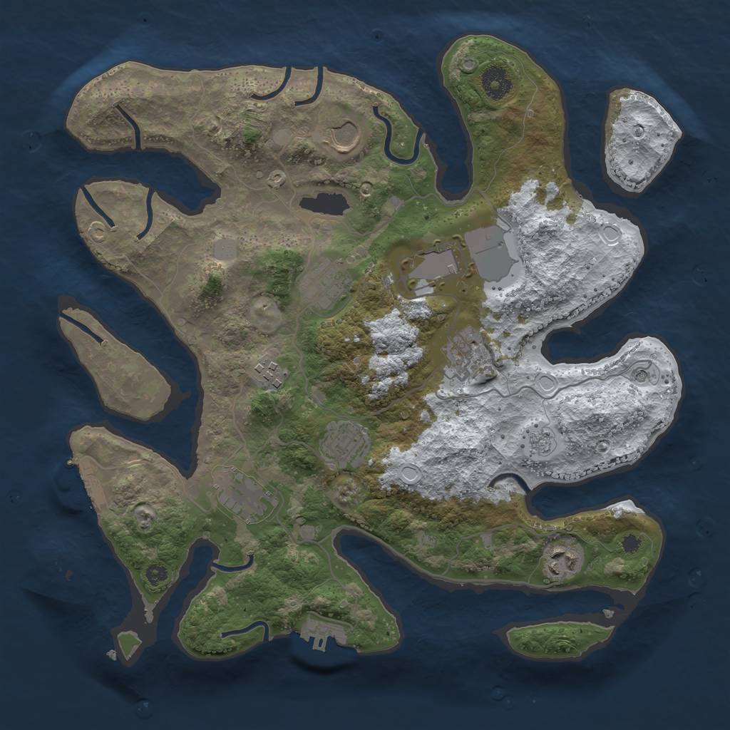 Rust Map: Procedural Map, Size: 3500, Seed: 2131999919, 17 Monuments