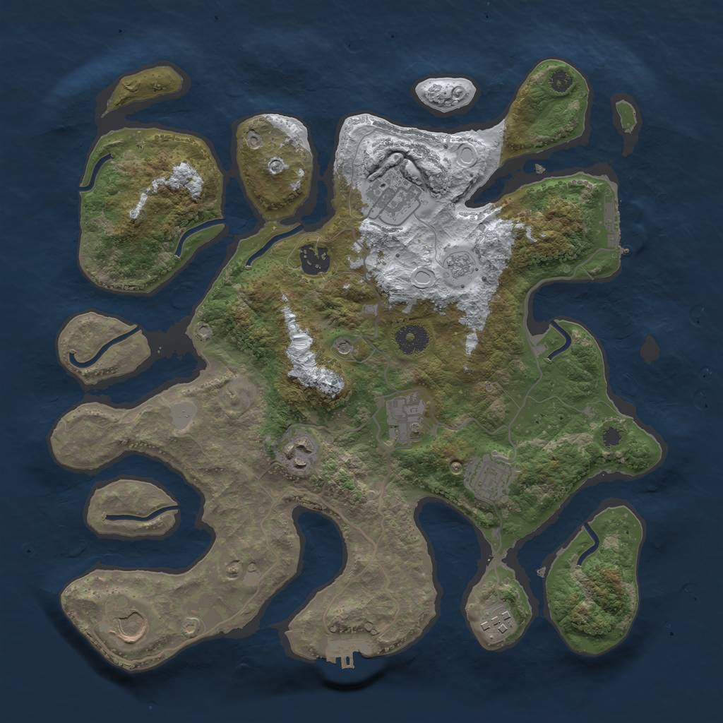 Rust Map: Procedural Map, Size: 3500, Seed: 3988481, 16 Monuments