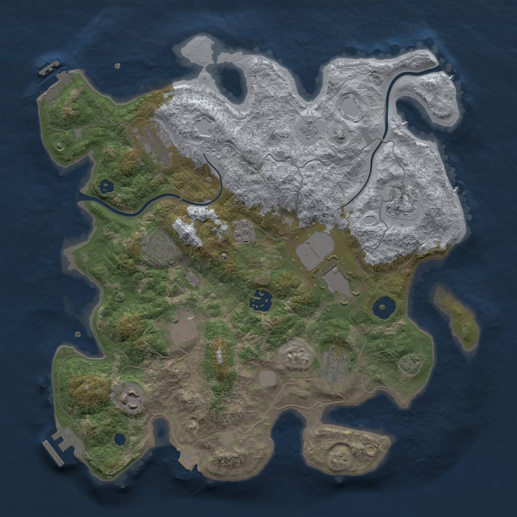 Rust Map: Procedural Map, Size: 3500, Seed: 5120970, 14 Monuments