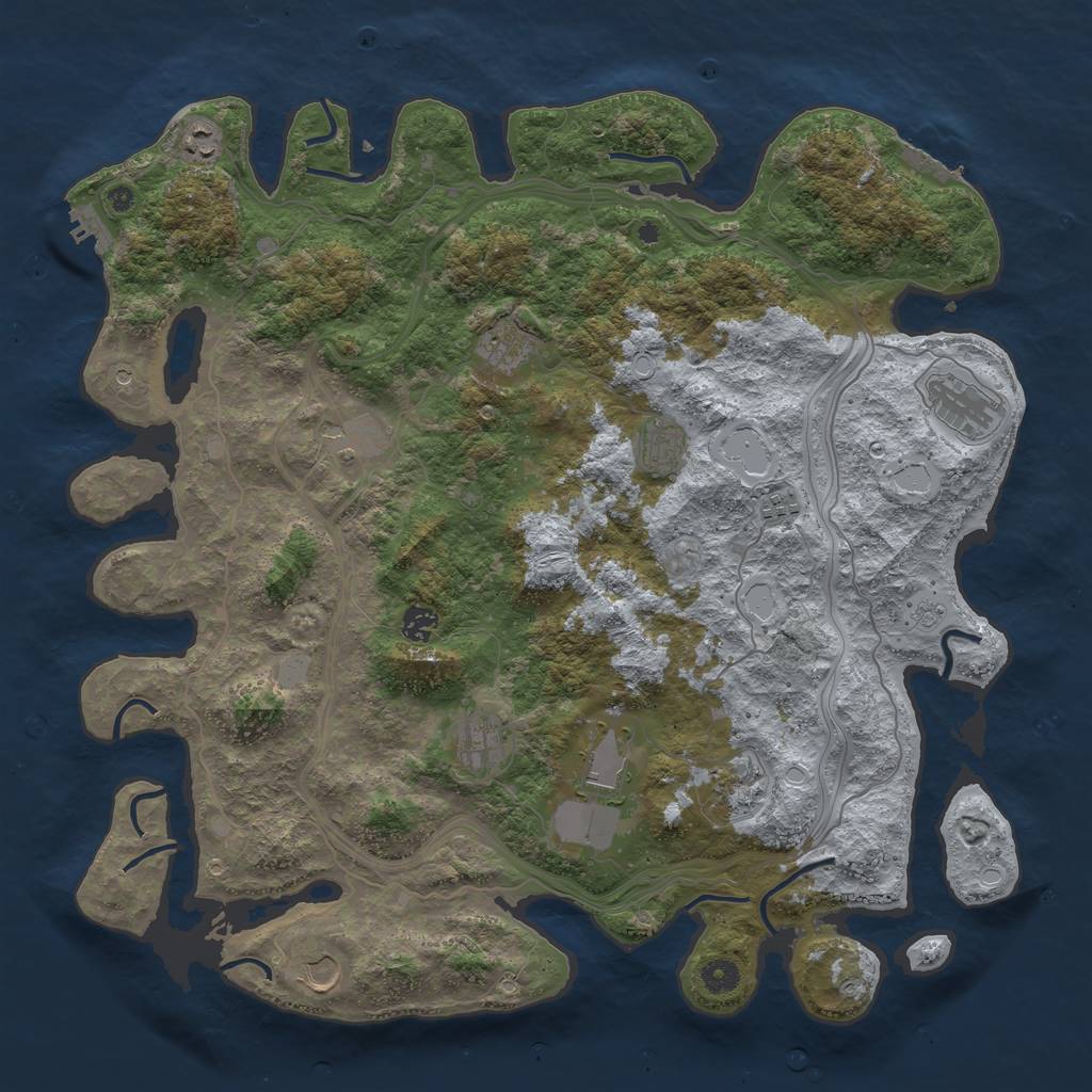 Rust Map: Procedural Map, Size: 4500, Seed: 2799024, 20 Monuments