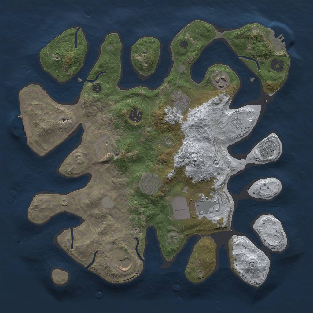 Rust Map: Procedural Map, Size: 3500, Seed: 5594082, 17 Monuments