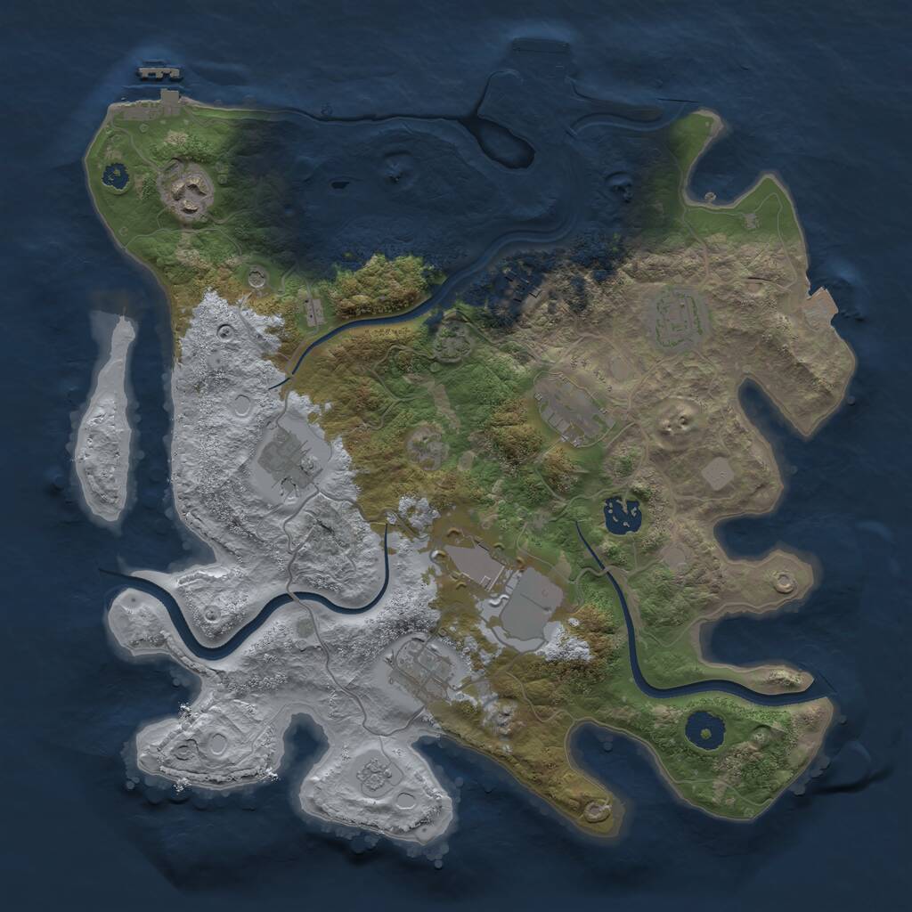 Rust Map: Procedural Map, Size: 3500, Seed: 1376456, 14 Monuments