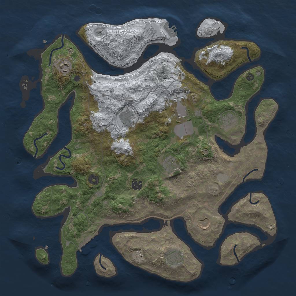 Rust Map: Procedural Map, Size: 4000, Seed: 3800212, 18 Monuments