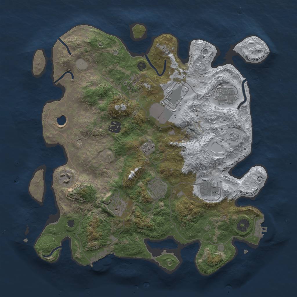 Rust Map: Procedural Map, Size: 3500, Seed: 3330275, 19 Monuments