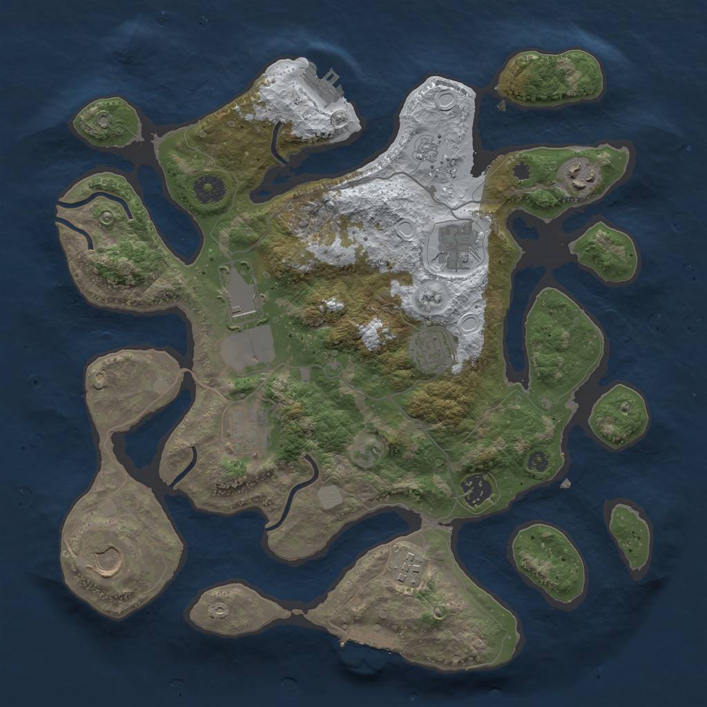 Rust Map: Procedural Map, Size: 3500, Seed: 5506313, 16 Monuments