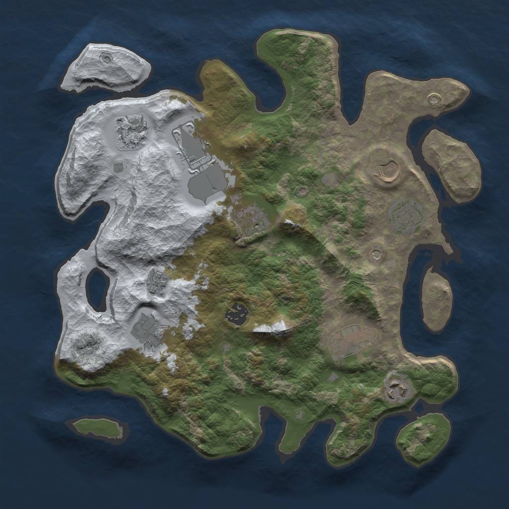 Rust Map: Barren, Size: 3500, Seed: 2571384, 13 Monuments