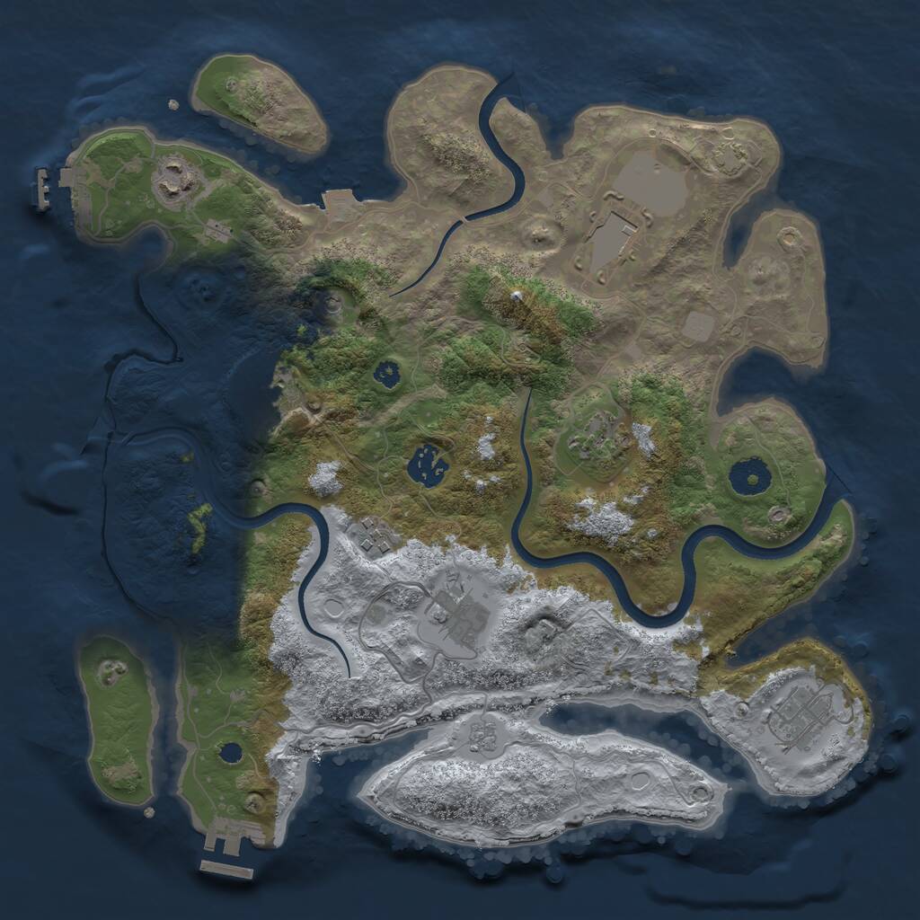 Rust Map: Procedural Map, Size: 3500, Seed: 1308360, 14 Monuments