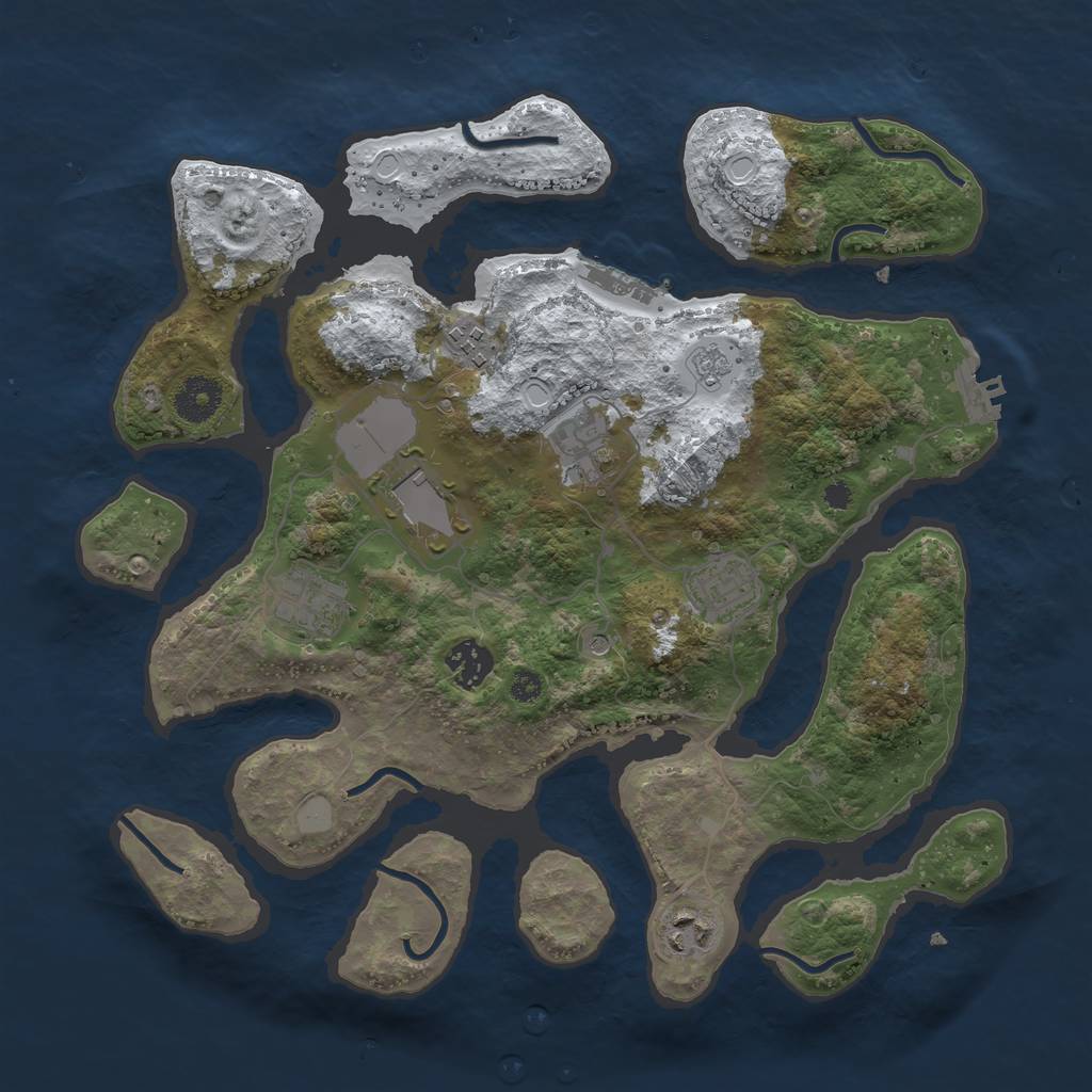 Rust Map: Procedural Map, Size: 3500, Seed: 486382, 16 Monuments