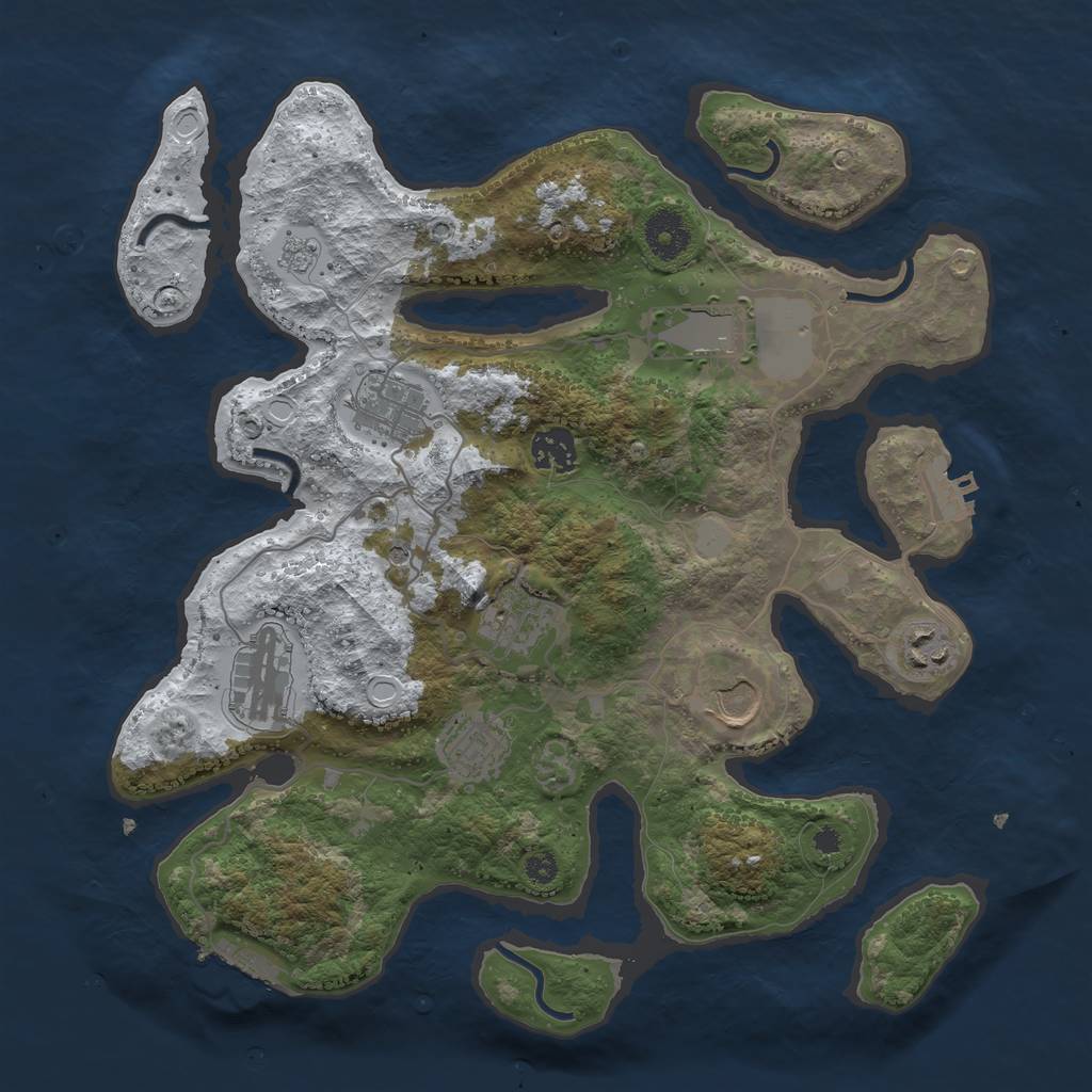 Rust Map: Procedural Map, Size: 3500, Seed: 2493360, 17 Monuments