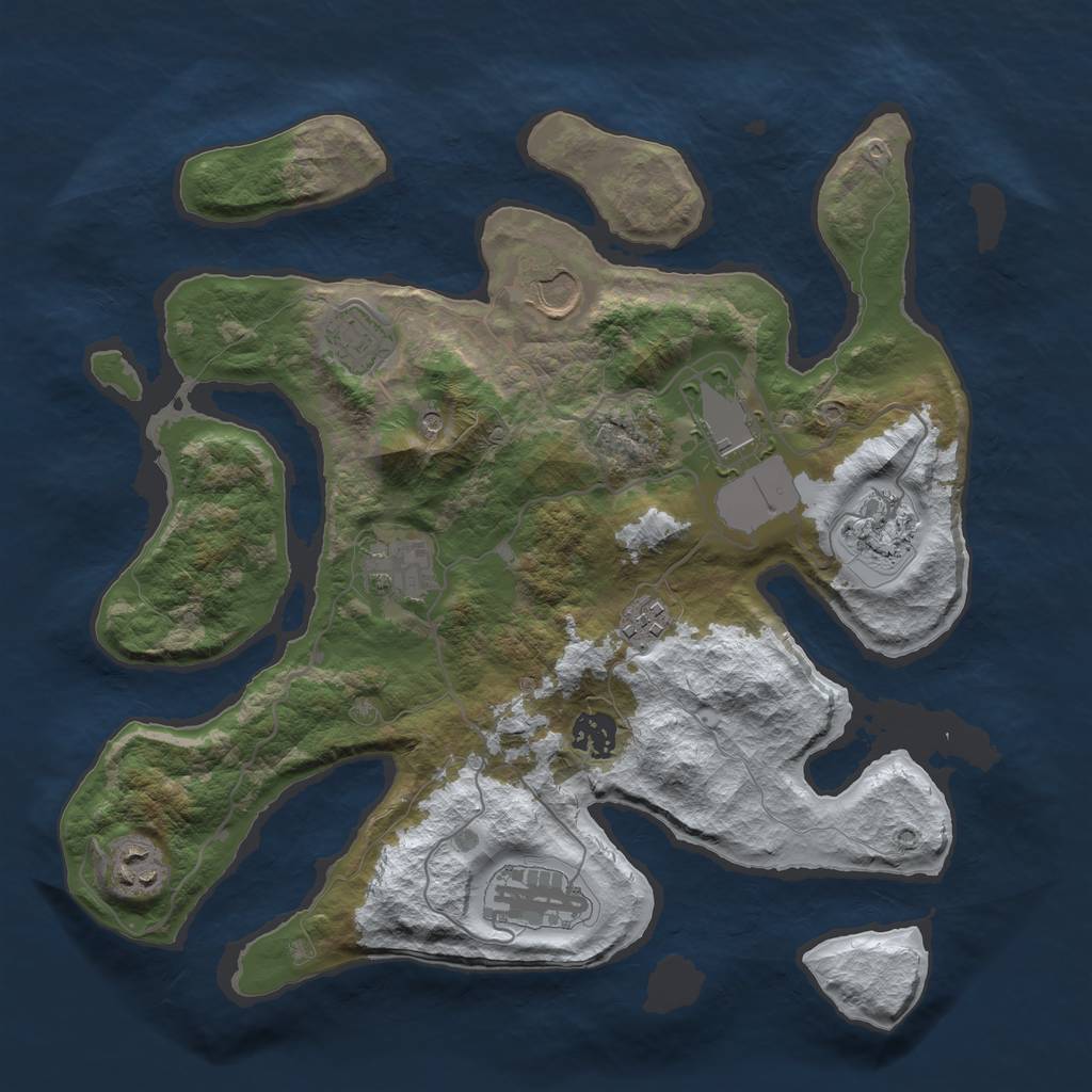 Rust Map: Barren, Size: 3500, Seed: 4156017, 12 Monuments