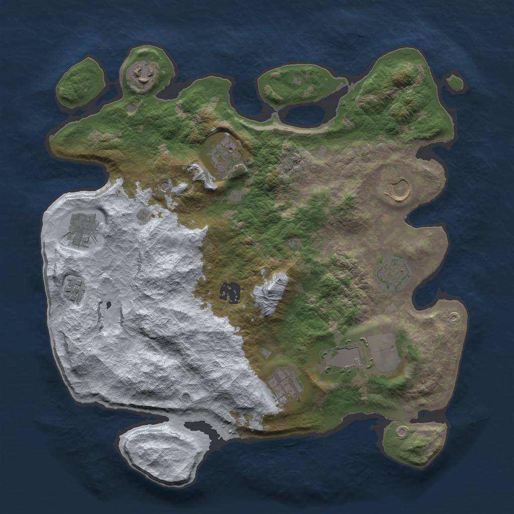 Rust Map: Barren, Size: 3500, Seed: 1058916, 12 Monuments