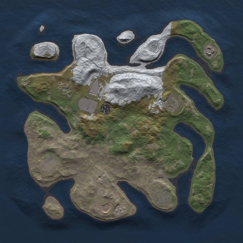 Rust Map: Barren, Size: 3500, Seed: 5536367, 12 Monuments