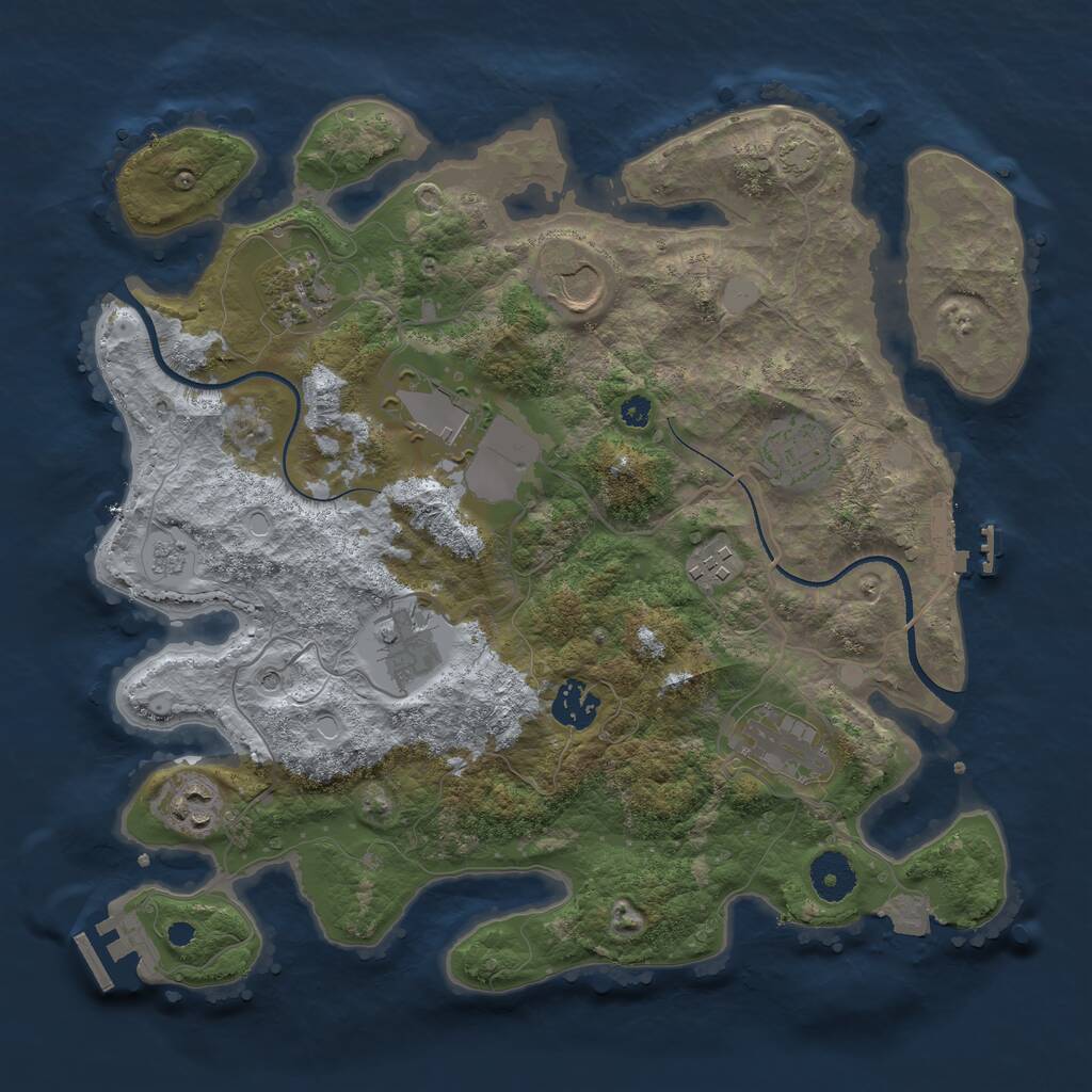 Rust Map: Procedural Map, Size: 3500, Seed: 506213, 15 Monuments