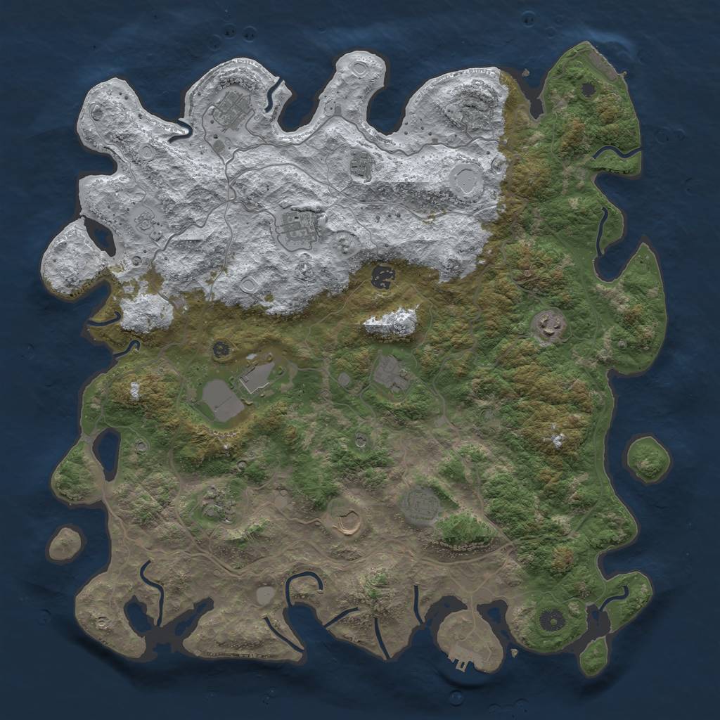 Rust Map: Procedural Map, Size: 4500, Seed: 4952031, 19 Monuments