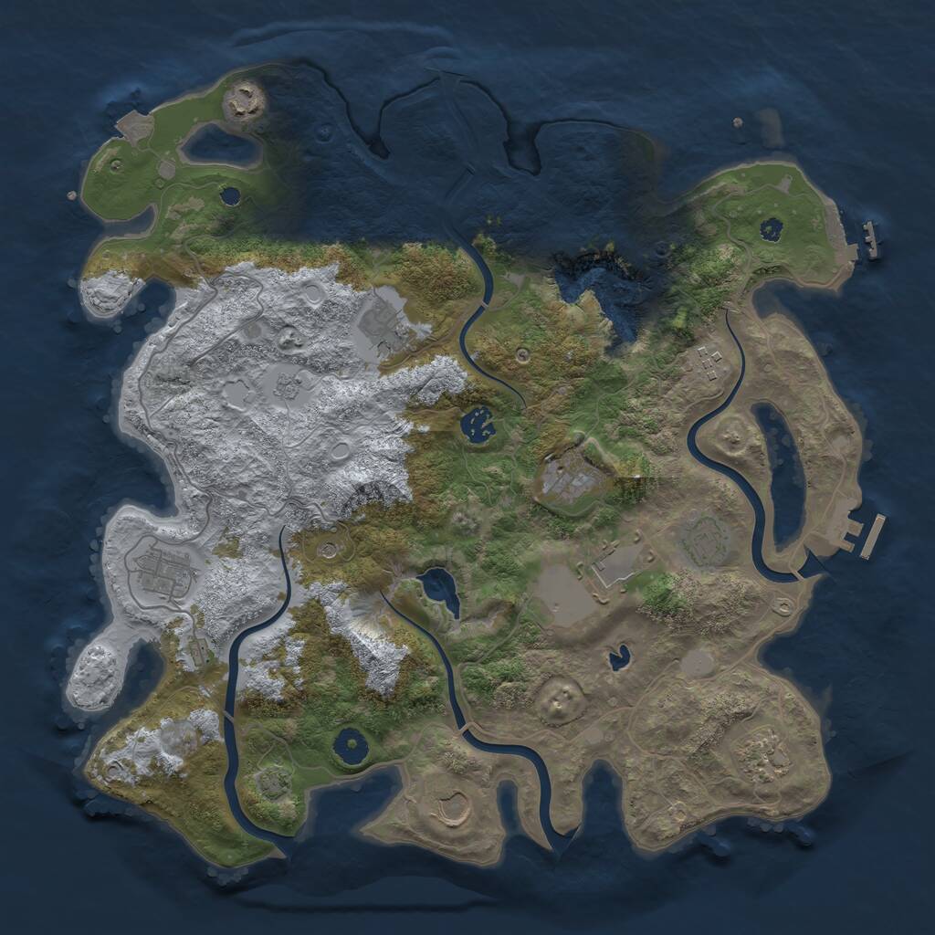 Rust Map: Procedural Map, Size: 4050, Seed: 770034956, 16 Monuments