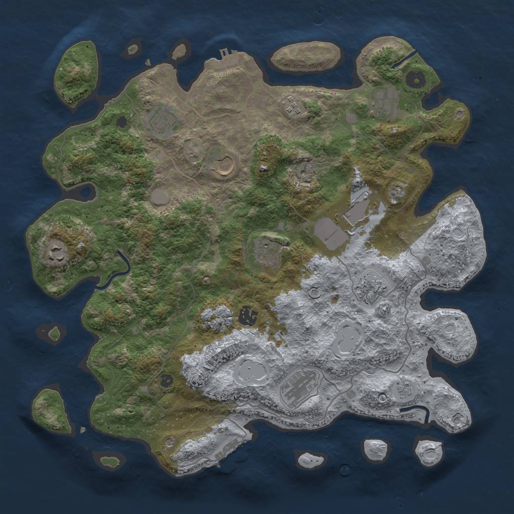 Rust Map: Procedural Map, Size: 4000, Seed: 2683883, 19 Monuments