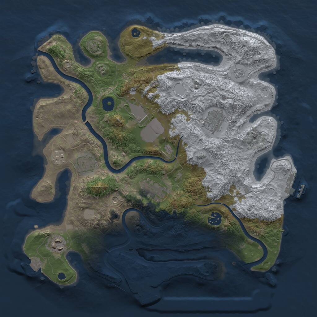 Rust Map: Procedural Map, Size: 3500, Seed: 6262441, 13 Monuments