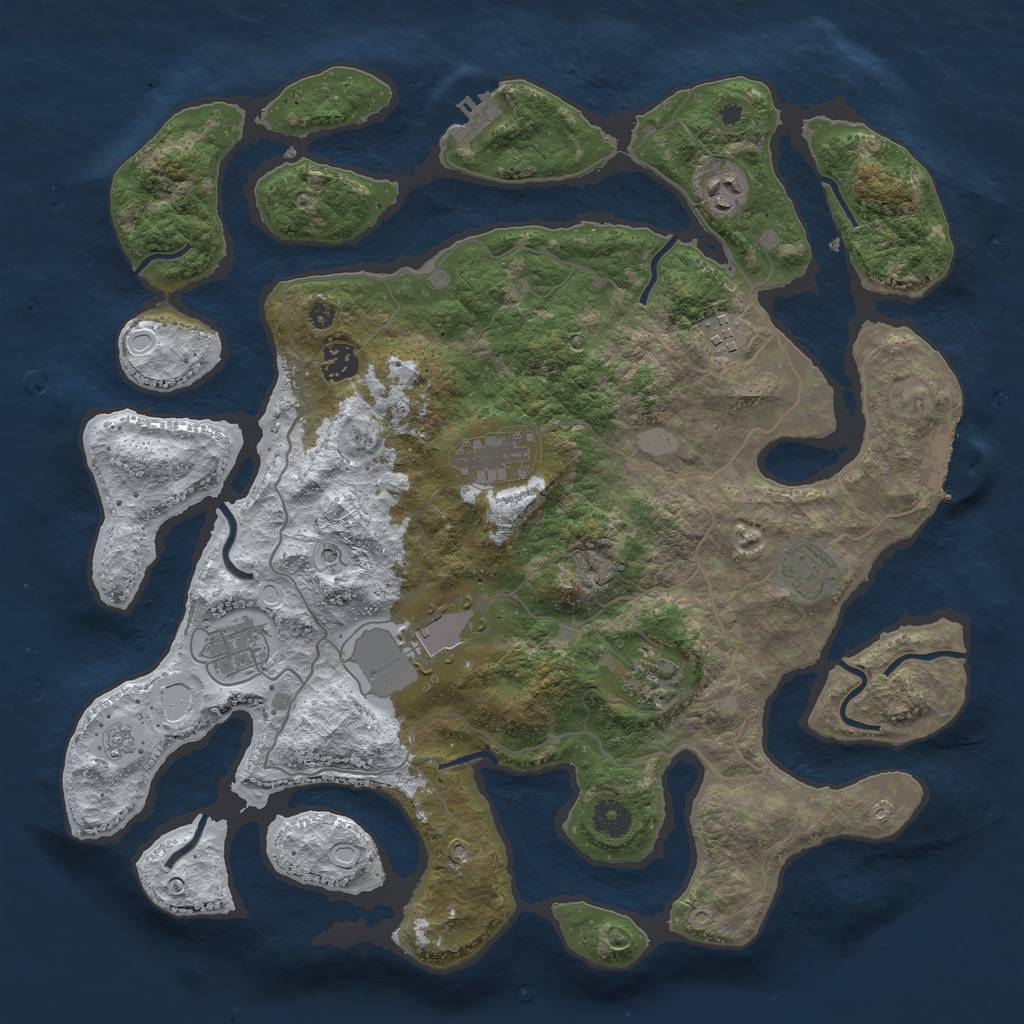 Rust Map: Procedural Map, Size: 4000, Seed: 6444551, 17 Monuments