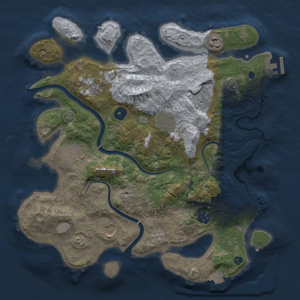 Rust Map: Procedural Map, Size: 3500, Seed: 4828065, 14 Monuments
