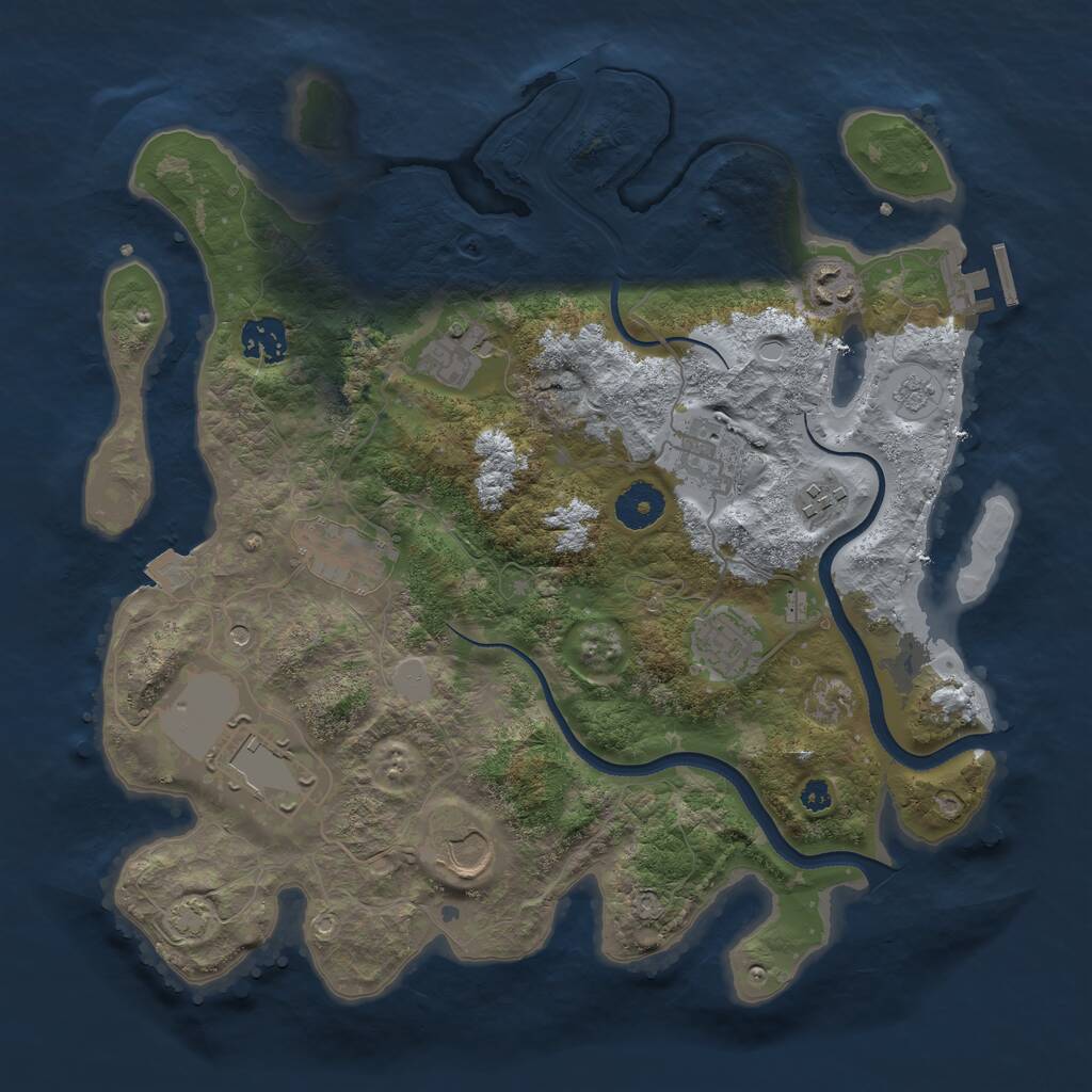 Rust Map: Procedural Map, Size: 3500, Seed: 482968, 14 Monuments