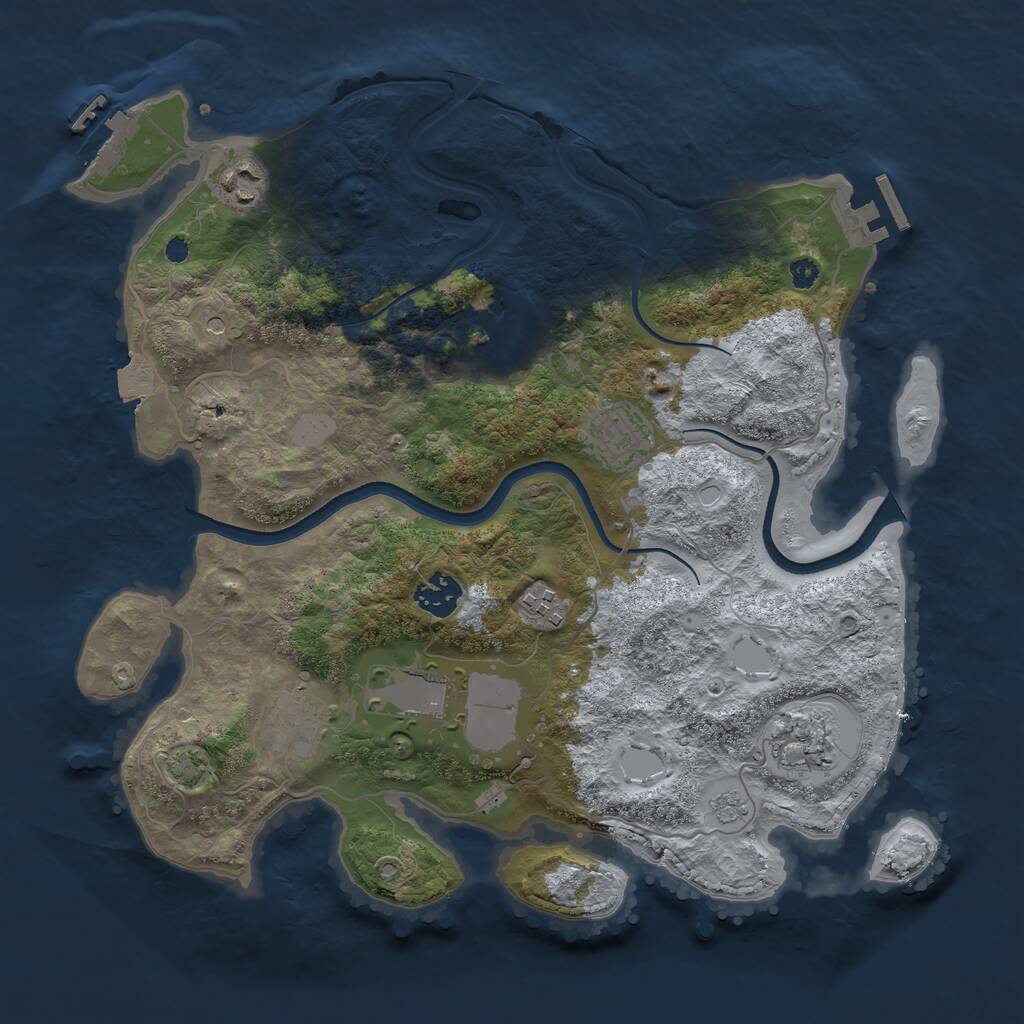 Rust Map: Procedural Map, Size: 3500, Seed: 5724015, 14 Monuments