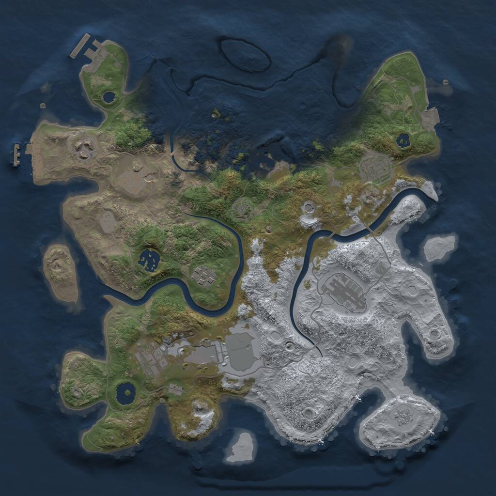 Rust Map: Procedural Map, Size: 3500, Seed: 683576, 15 Monuments