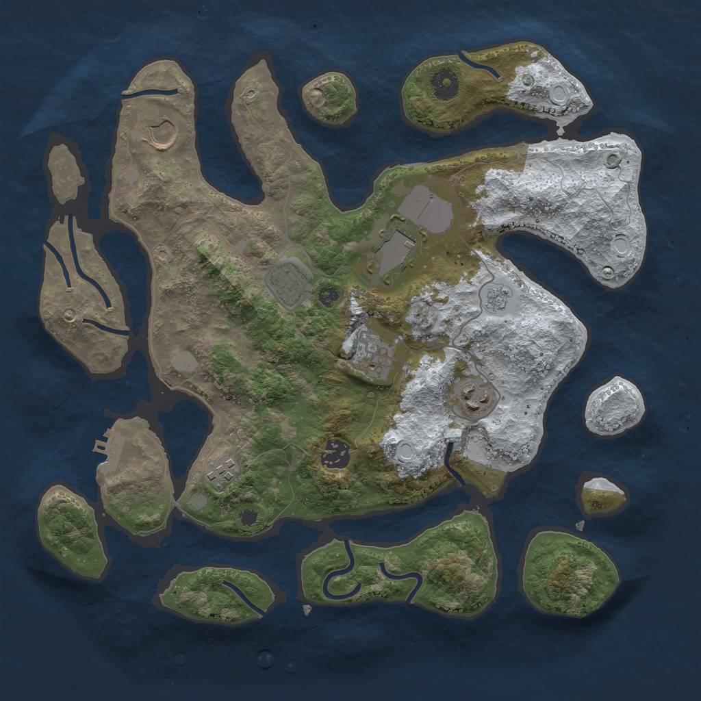 Rust Map: Procedural Map, Size: 3500, Seed: 4916828, 14 Monuments