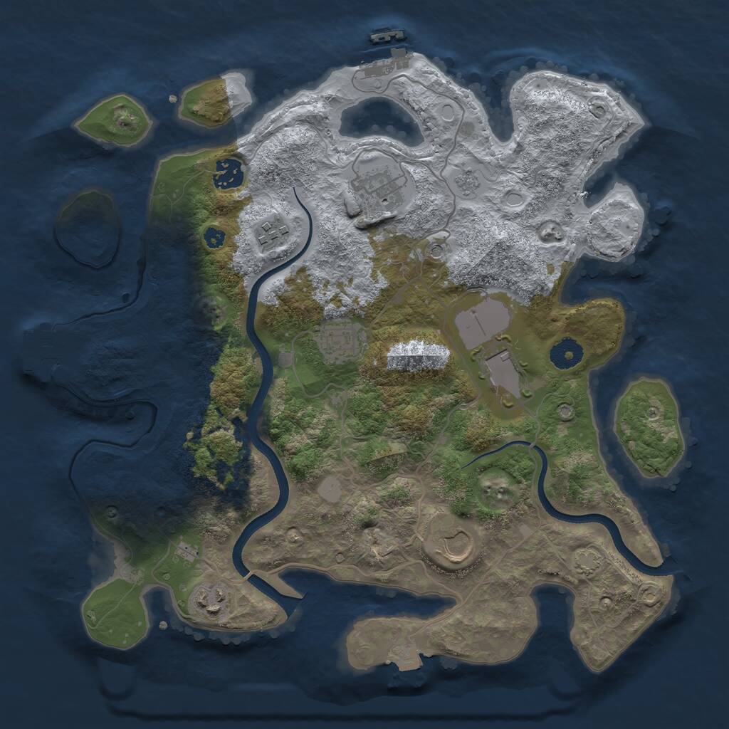 Rust Map: Procedural Map, Size: 3500, Seed: 2083509, 13 Monuments