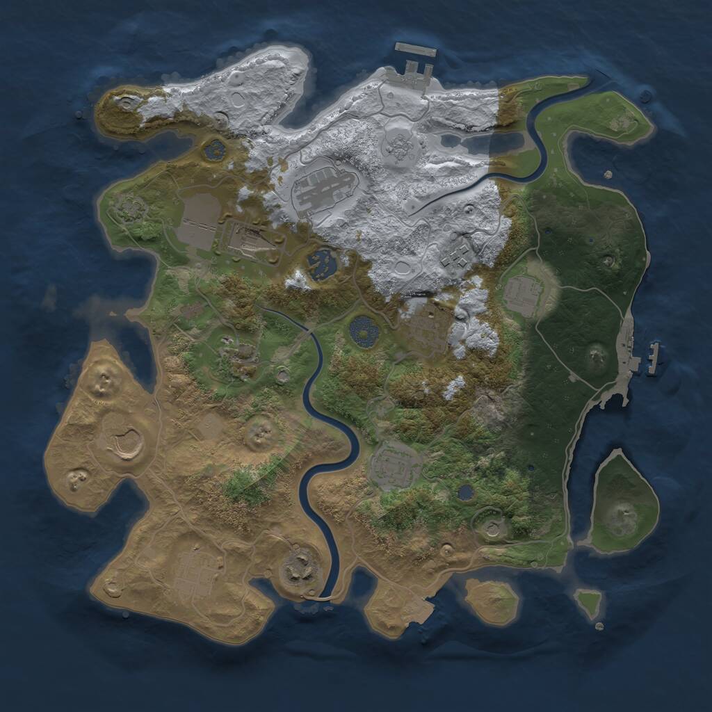 Rust Map: Procedural Map, Size: 3500, Seed: 4206972, 16 Monuments