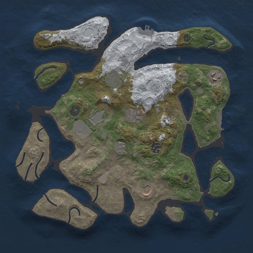 Rust Map: Procedural Map, Size: 3500, Seed: 4206972, 16 Monuments