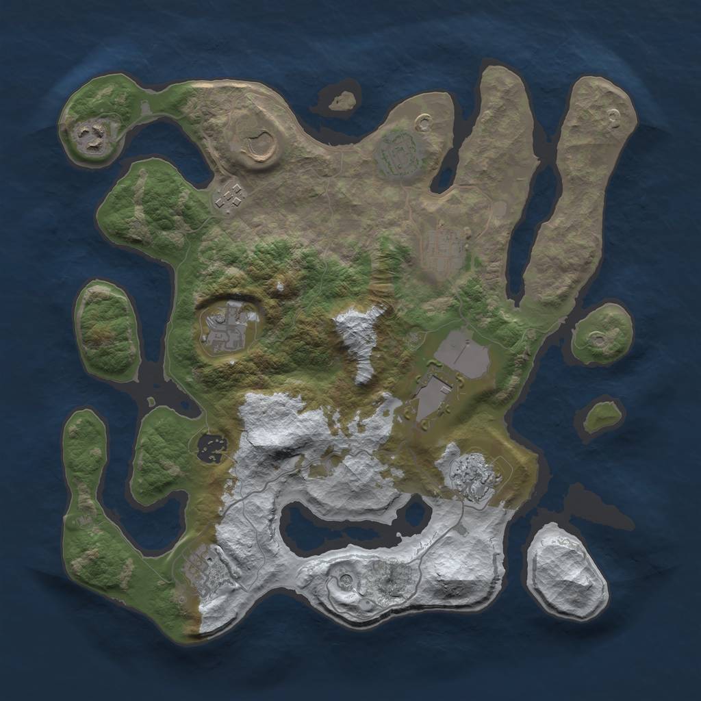 Rust Map: Barren, Size: 3500, Seed: 3979418, 13 Monuments