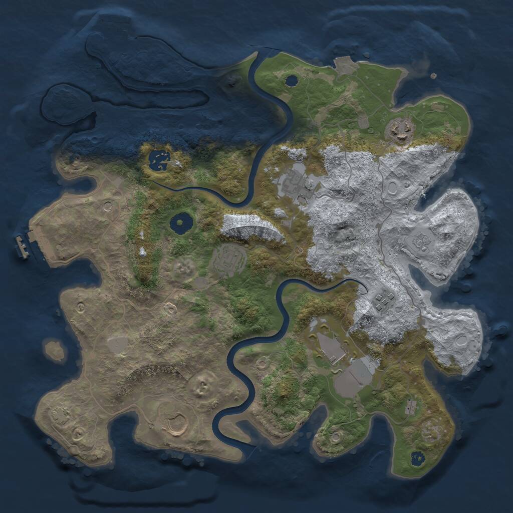 Rust Map: Procedural Map, Size: 3500, Seed: 3596677, 13 Monuments