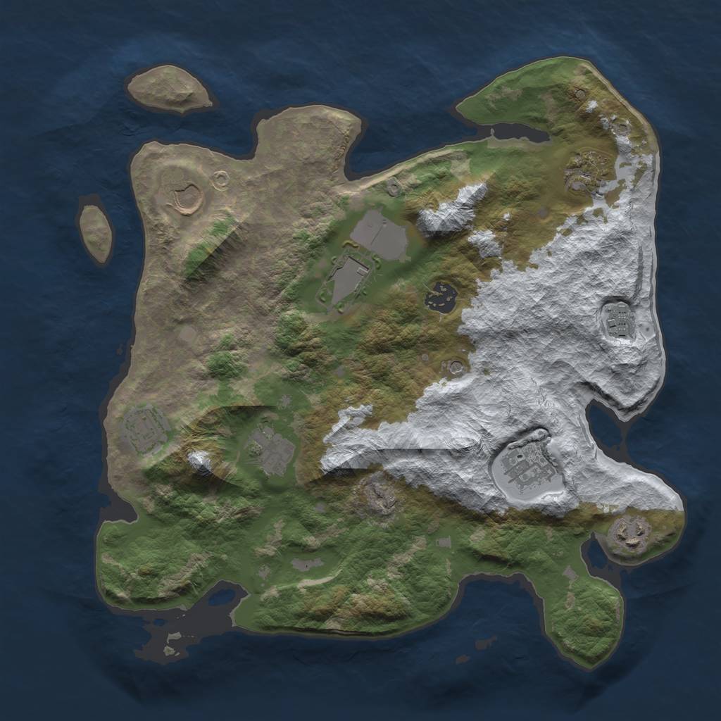 Rust Map: Barren, Size: 3500, Seed: 4029531, 12 Monuments