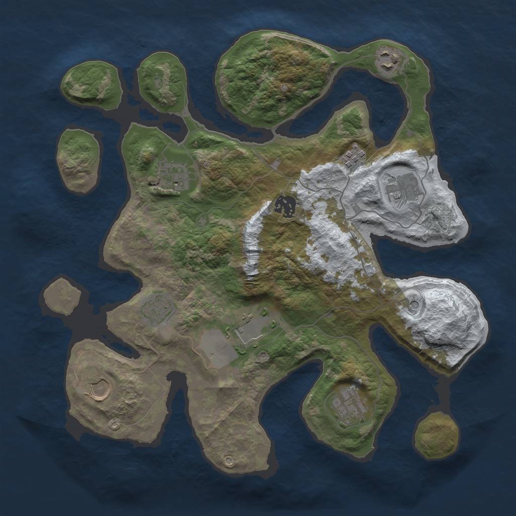 Rust Map: Barren, Size: 3500, Seed: 763075, 12 Monuments