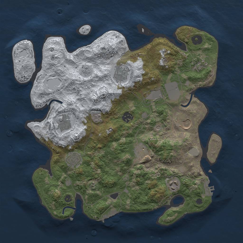 Rust Map: Procedural Map, Size: 3500, Seed: 5896593, 19 Monuments