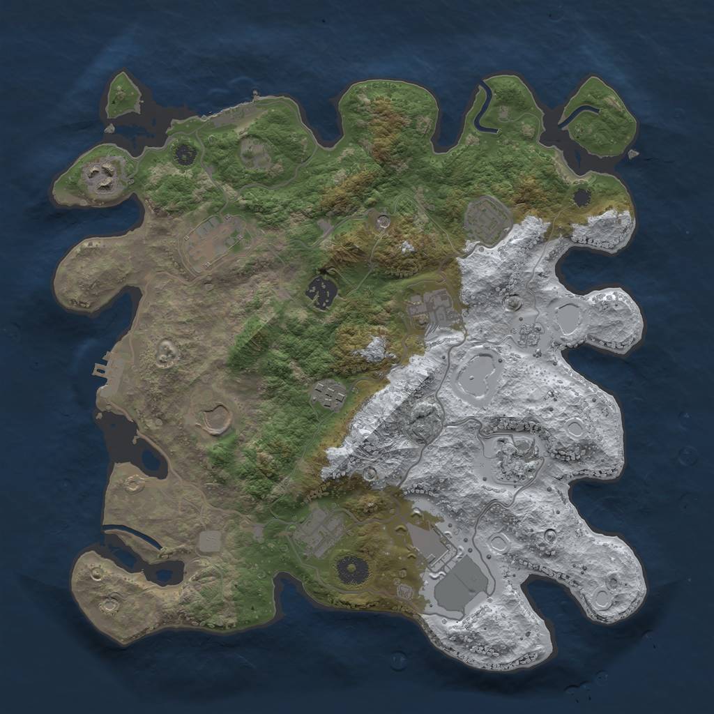 Rust Map: Procedural Map, Size: 3500, Seed: 2130775, 19 Monuments