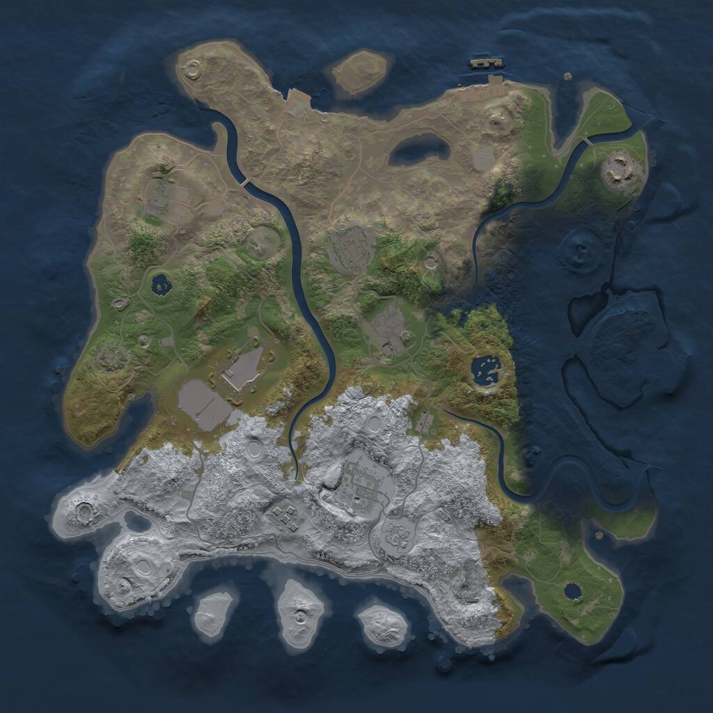 Rust Map: Procedural Map, Size: 3500, Seed: 6176618, 14 Monuments