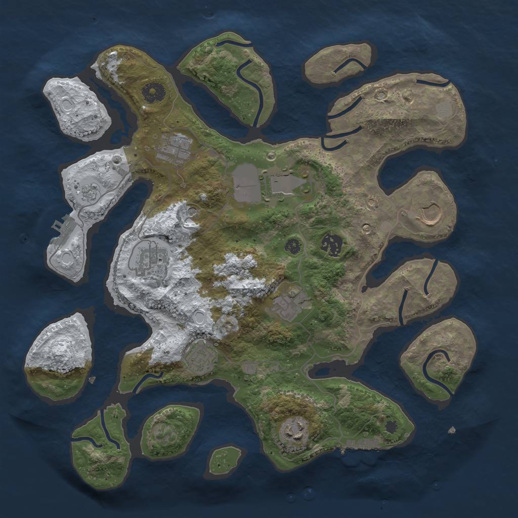 Rust Map: Procedural Map, Size: 3500, Seed: 5066190, 17 Monuments