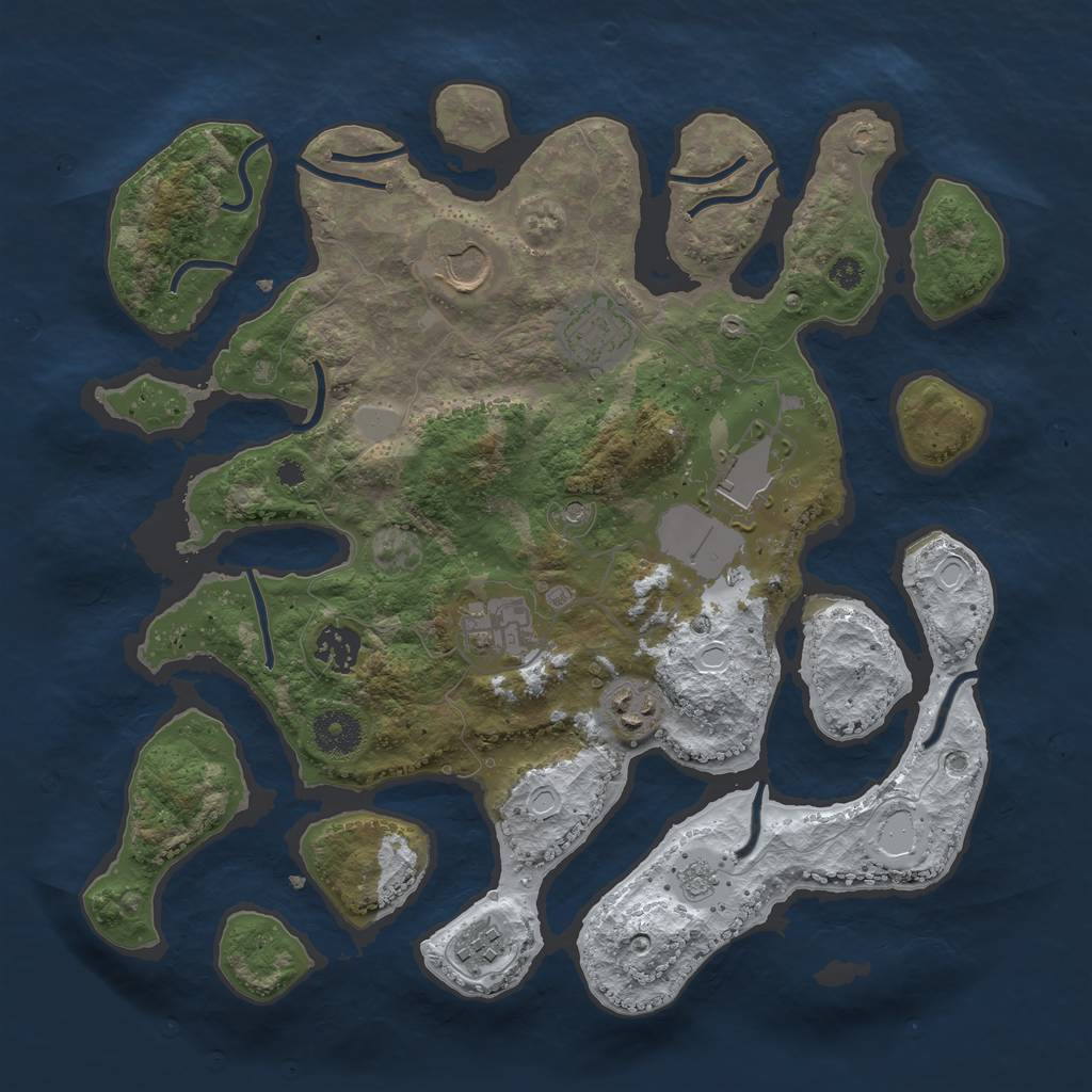 Rust Map: Procedural Map, Size: 3500, Seed: 1942490, 14 Monuments