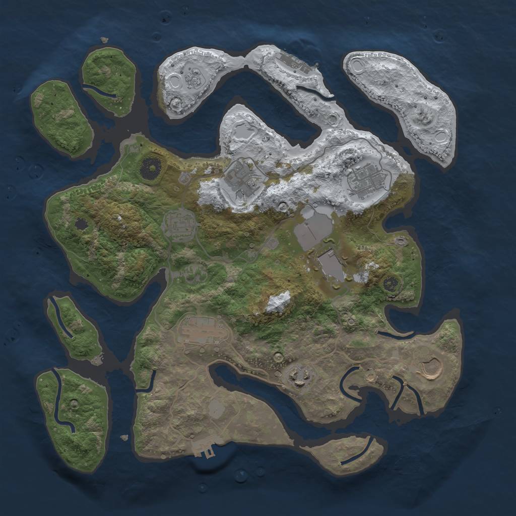 Rust Map: Procedural Map, Size: 3500, Seed: 60907, 15 Monuments