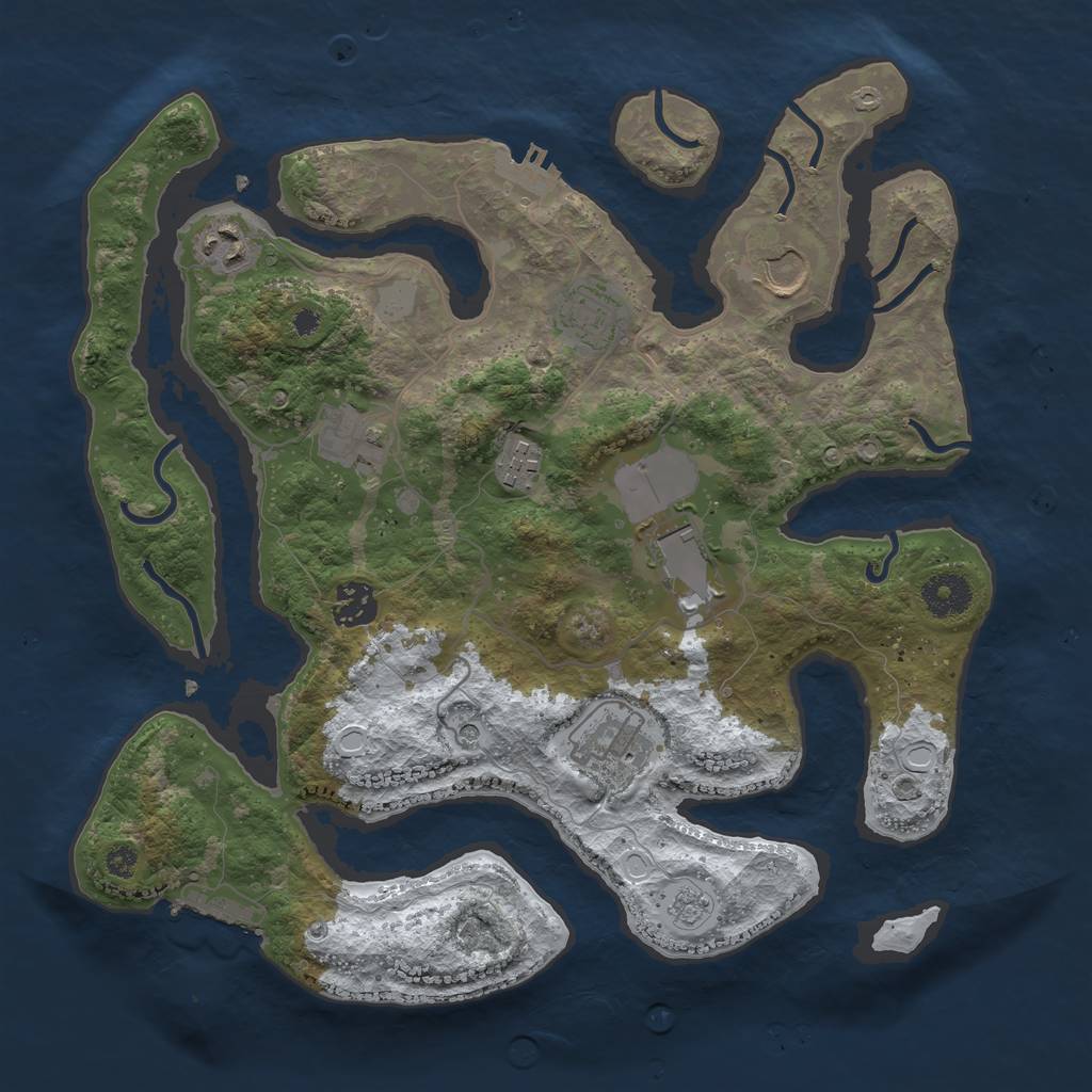 Rust Map: Procedural Map, Size: 3500, Seed: 1126526, 17 Monuments