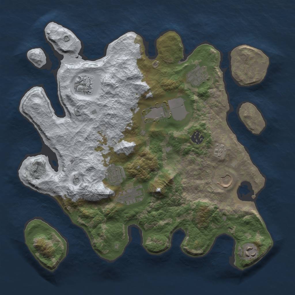 Rust Map: Barren, Size: 3500, Seed: 3838642, 12 Monuments