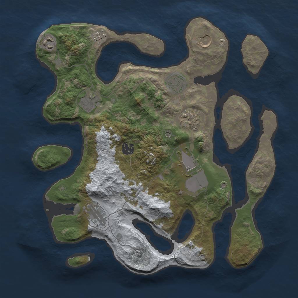 Rust Map: Barren, Size: 3500, Seed: 5283311, 12 Monuments