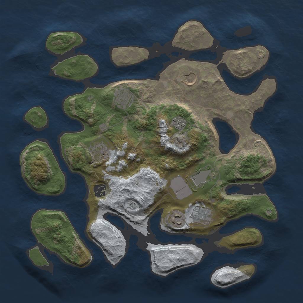 Rust Map: Barren, Size: 3500, Seed: 3386086, 11 Monuments